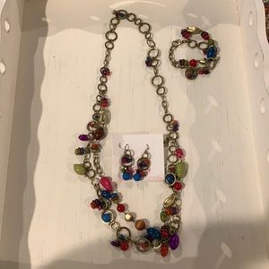 Premier colorful necklace, bracelet, and earrings